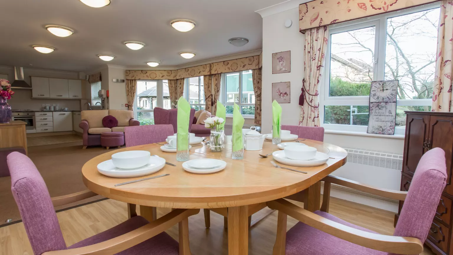 Dining area of Willow Court care home in Harpenden, Hertfordshire