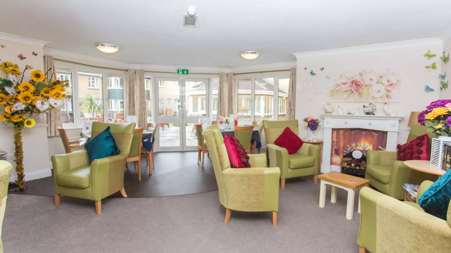 Lounge of Willow Court care home in Harpenden, Hertfordshire