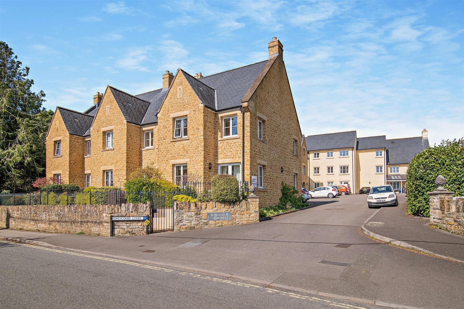 Exterior of Wingfield Court Retirement Development in Sherborne, Dorset