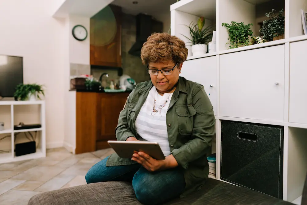 Woman conducting a care needs assessment