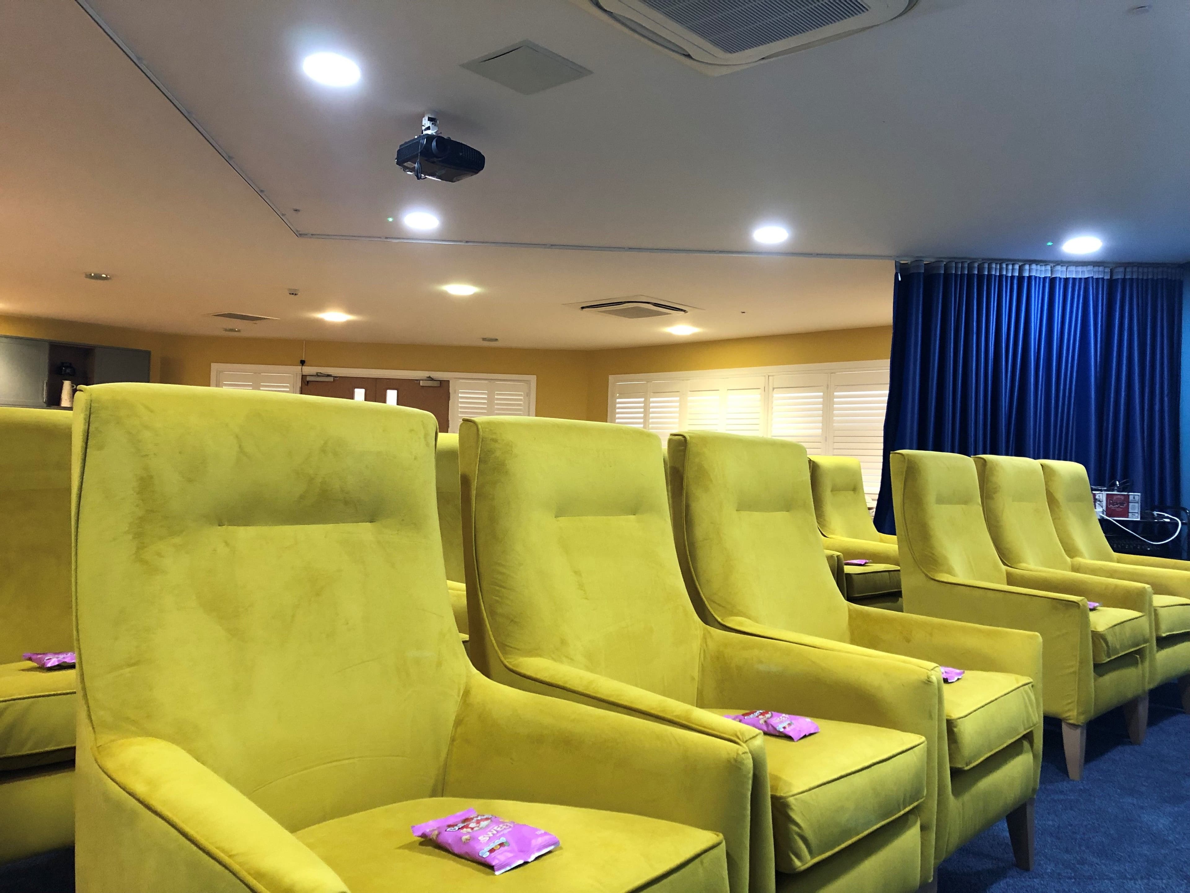 Cinema room of Lynwood care home in Ascot, Berkshire