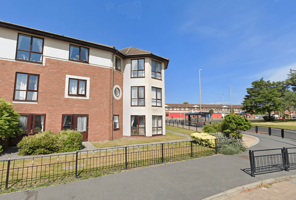 Exterior of Cheviot Court care home in South Shields, Tyne and Wear