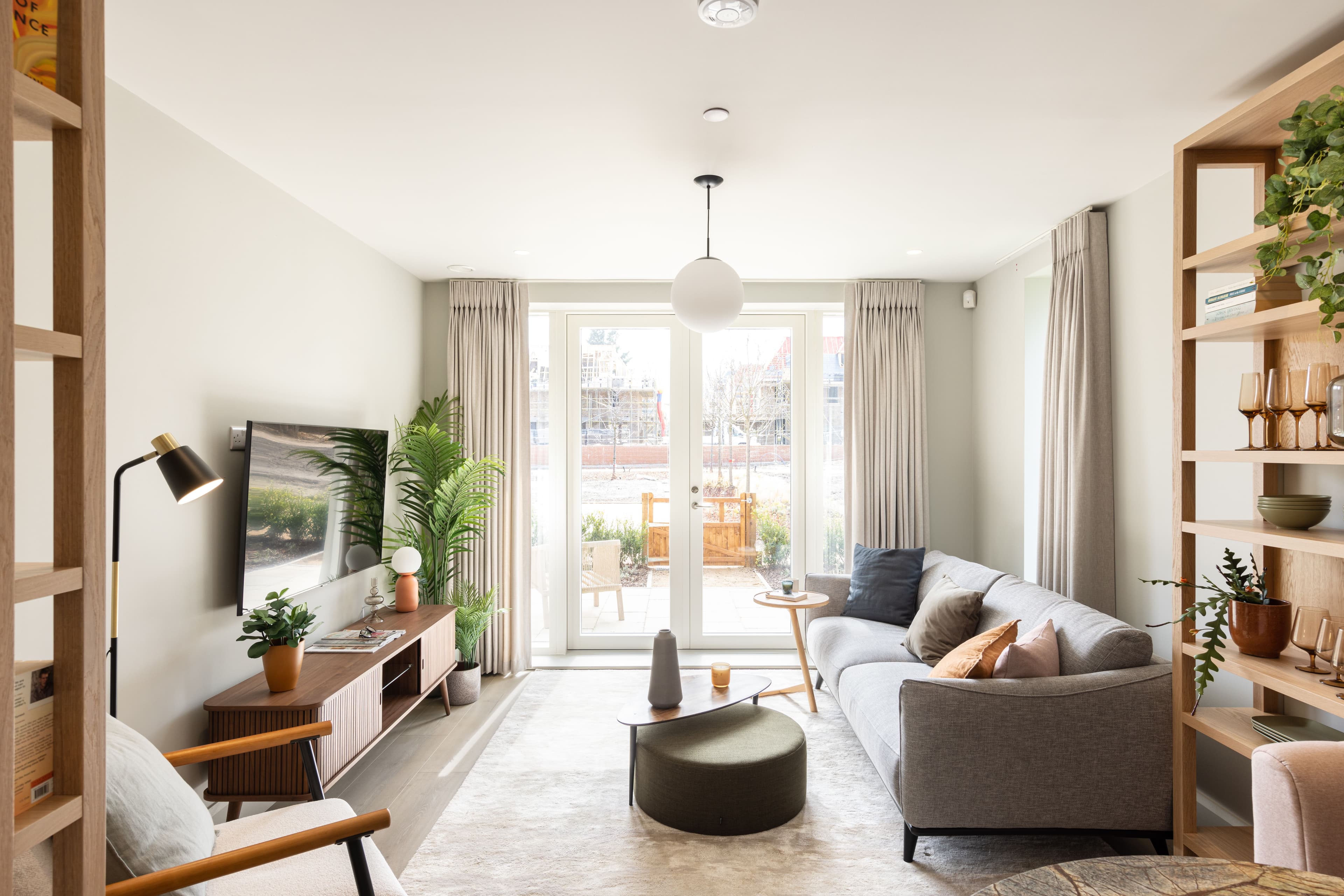 Living Room at Highfield, West Byfleet Retirement Apartment in Surrey, South East England