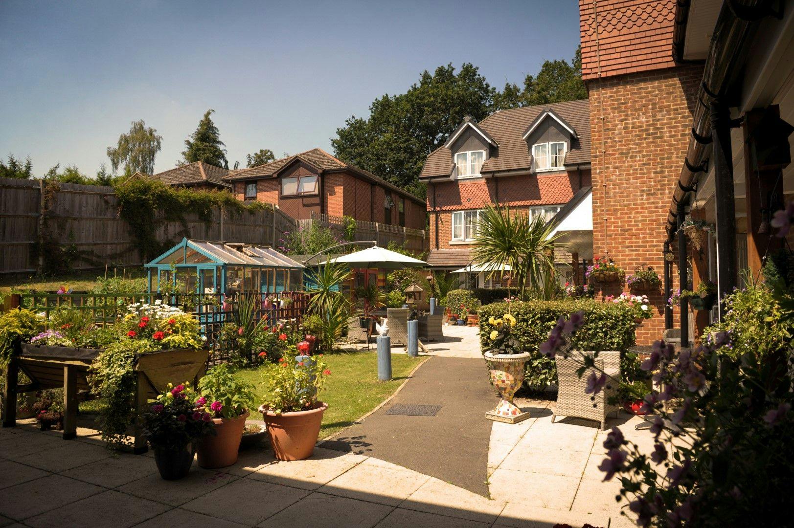 Garden at Lakeview Care Home in Surrey, South East England