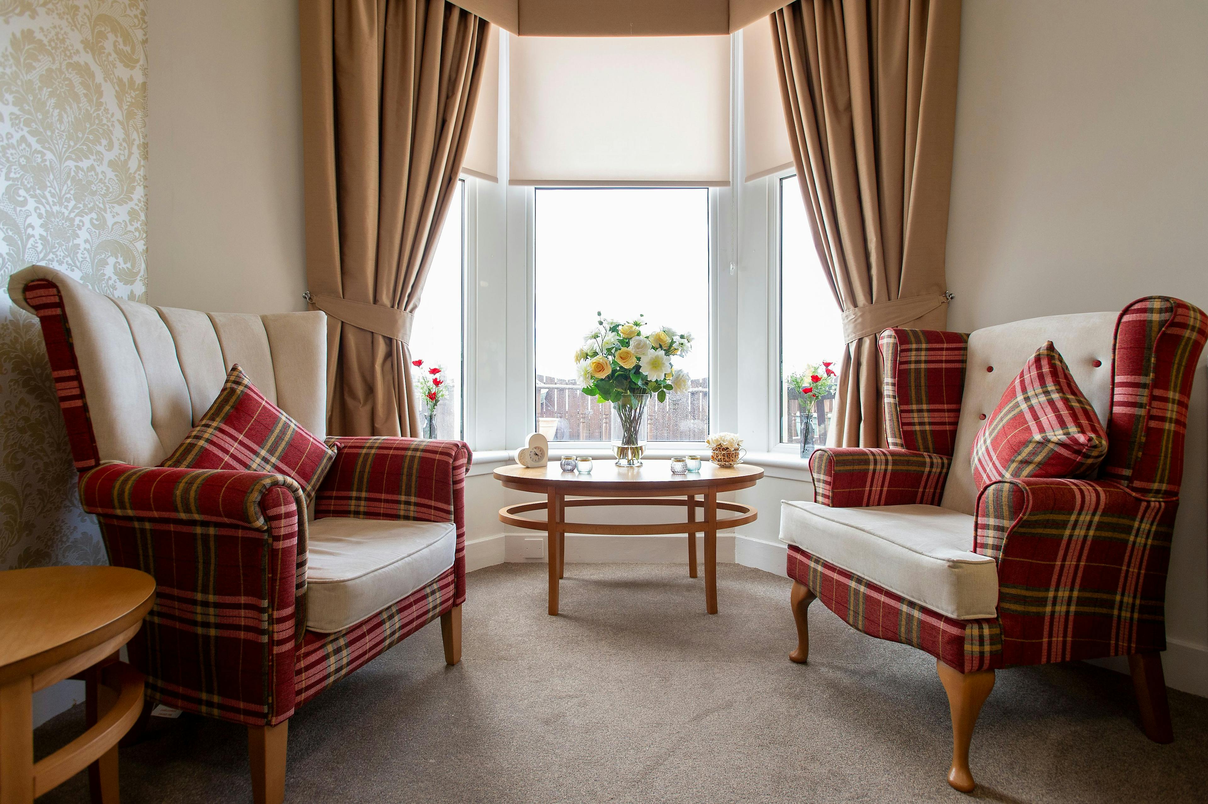 Lounge of Queens Care Home in Prestwick, Ayrshire