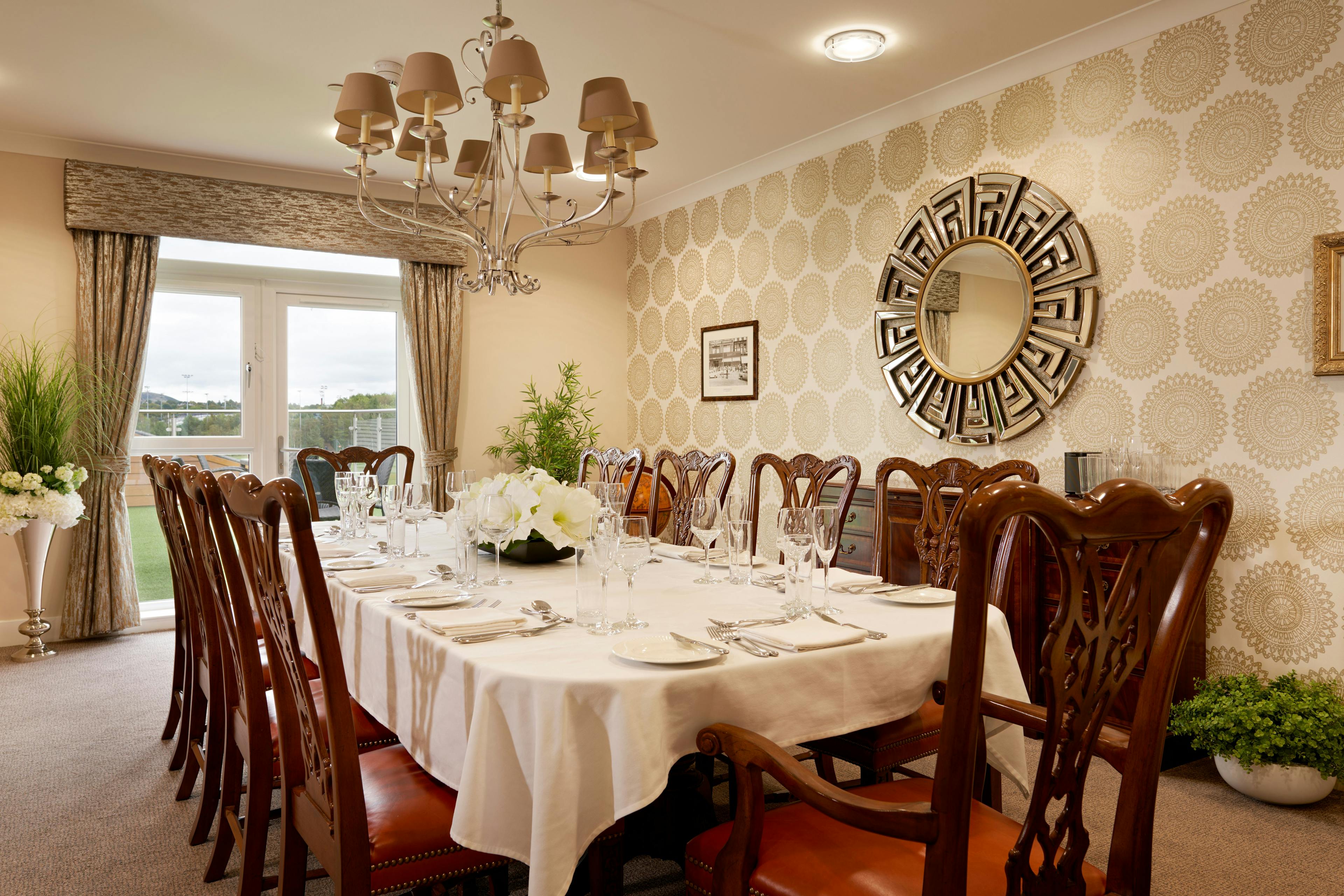 Dining area of The Manor care home in Meggetgate, Edinburgh