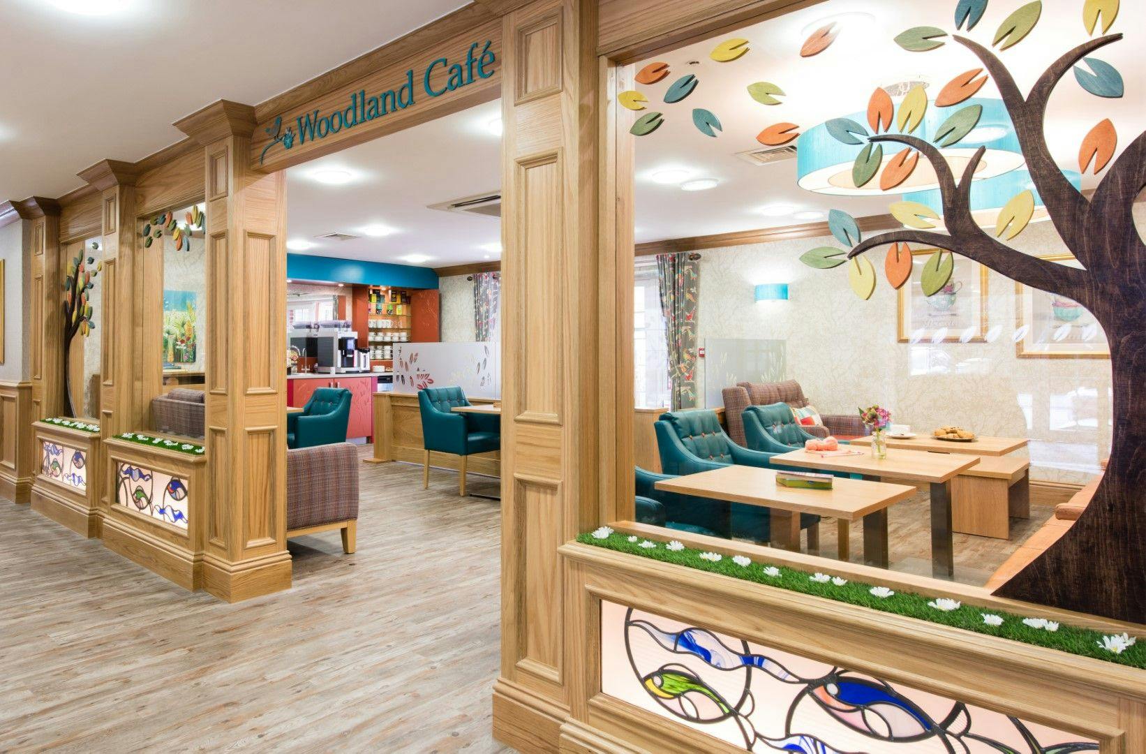 Cafe at Lakeview Care Home in Surrey, South East England