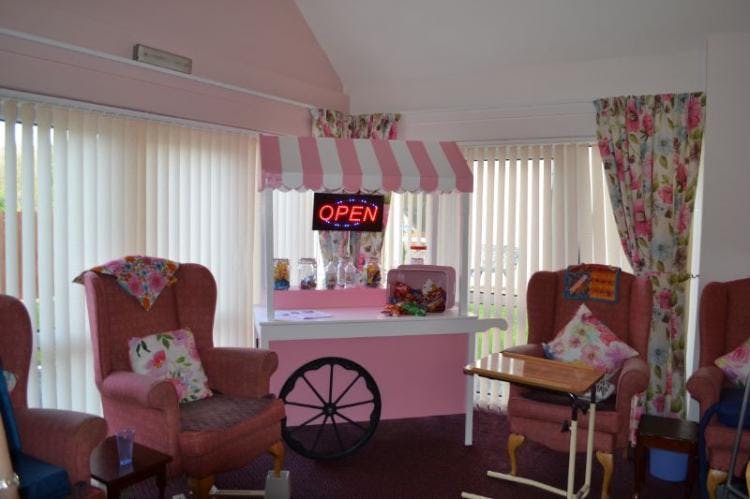 Lounge of Pine Lodge care home in Sittingbourne, Kent