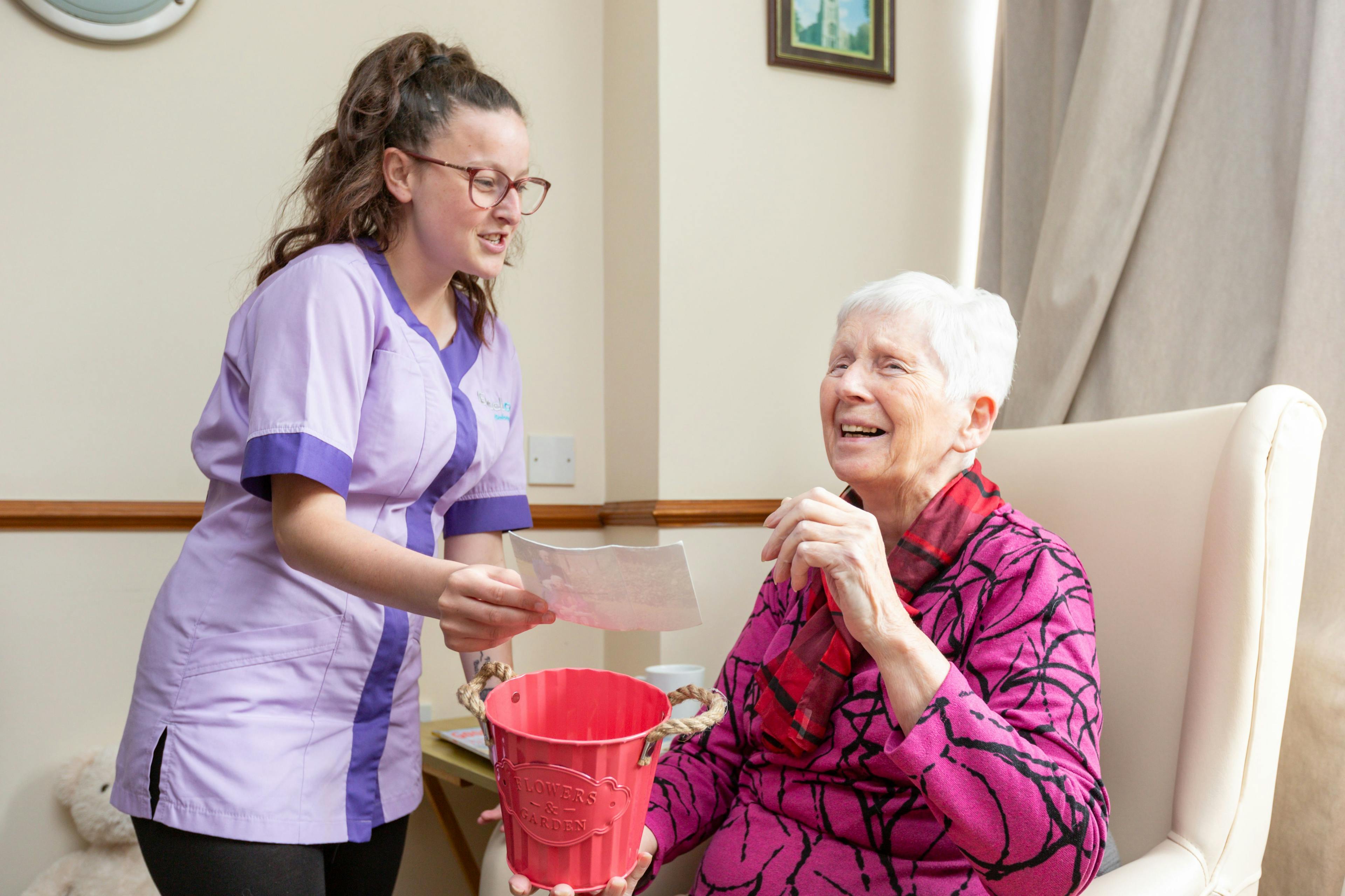 Residents at Aliwal Manor Care Home in Peterborough, Cambridgeshire