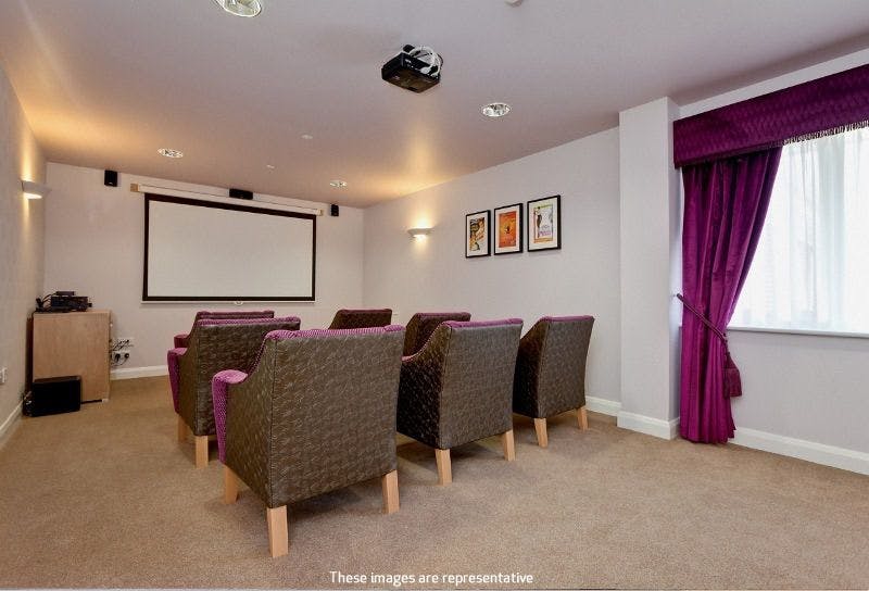 Cinema of Asterbury Place care home in Ipswich, Suffolk