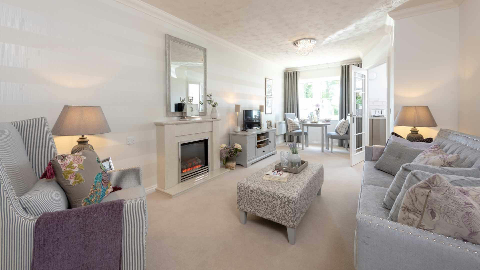 Lounge at Austen Lodge Retirement Apartment in Basingstoke, Hampshire