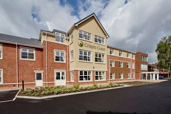 Exterior of Crispin Court Care Home in Stafford, Staffordhsire
