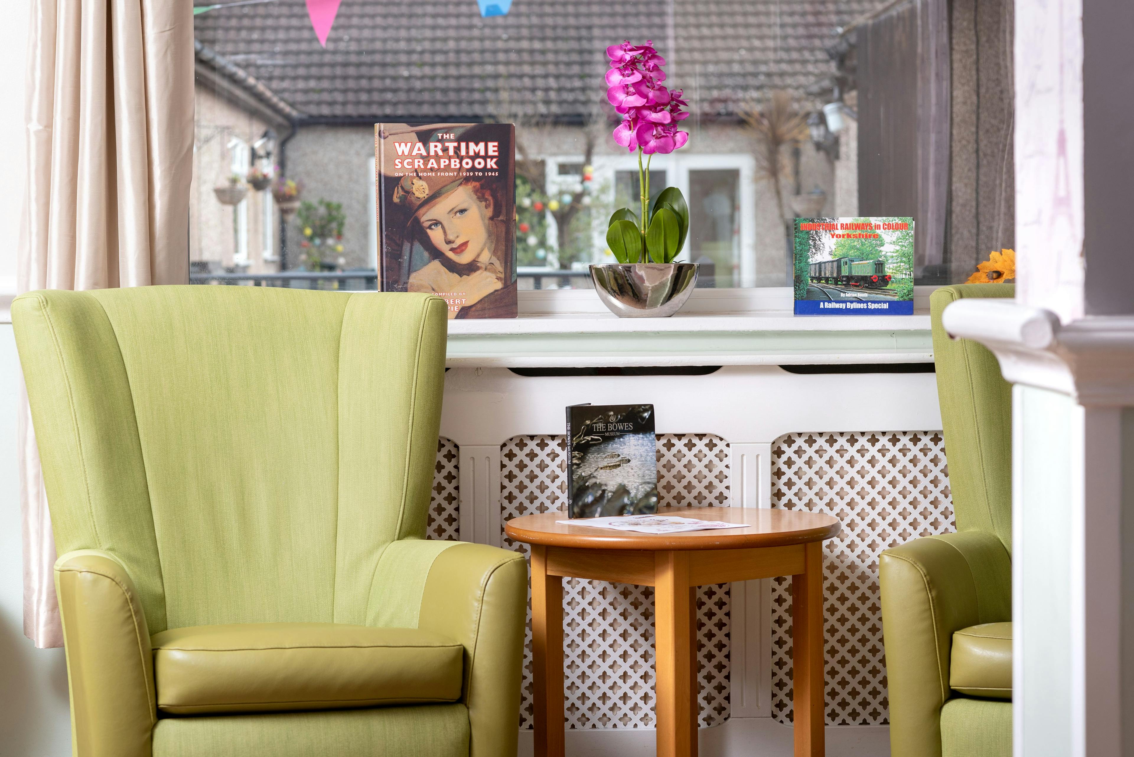 Lounge of Belmont Lodge care home in Chigwell, Essex