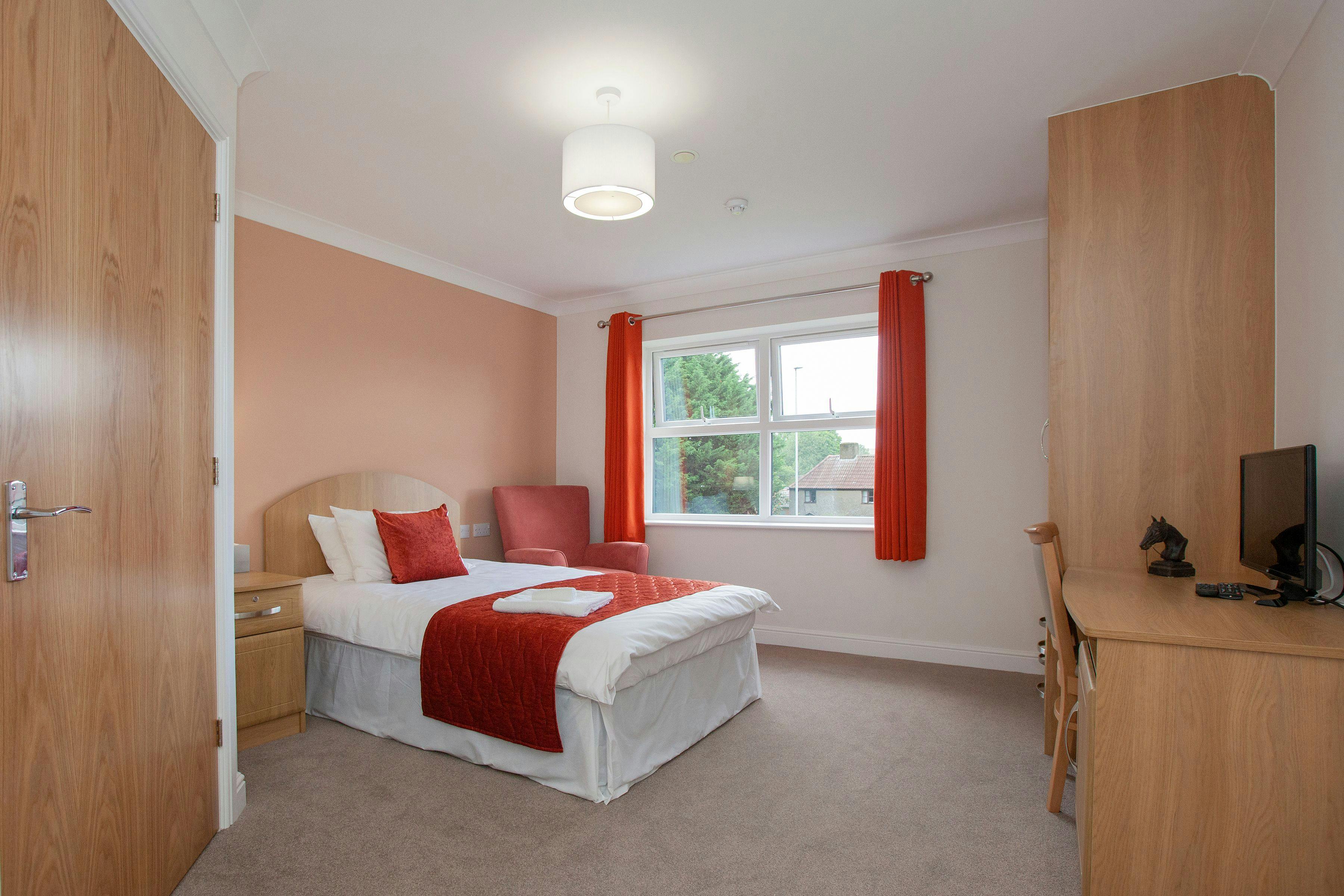Bedroom at Briggs Lodge Care Home in Devizes, Wiltshire