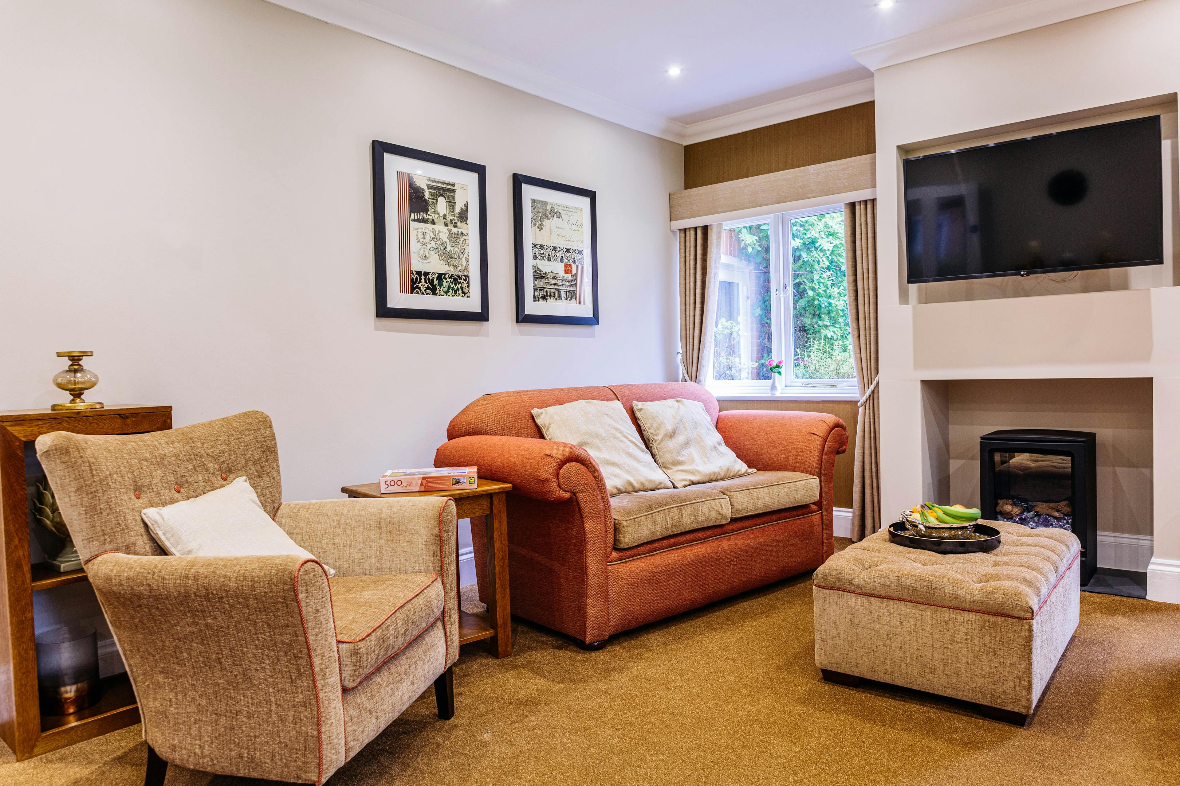 Communal Lounge of Badgeworth Court Care Home in Cheltenham, Gloucestershire