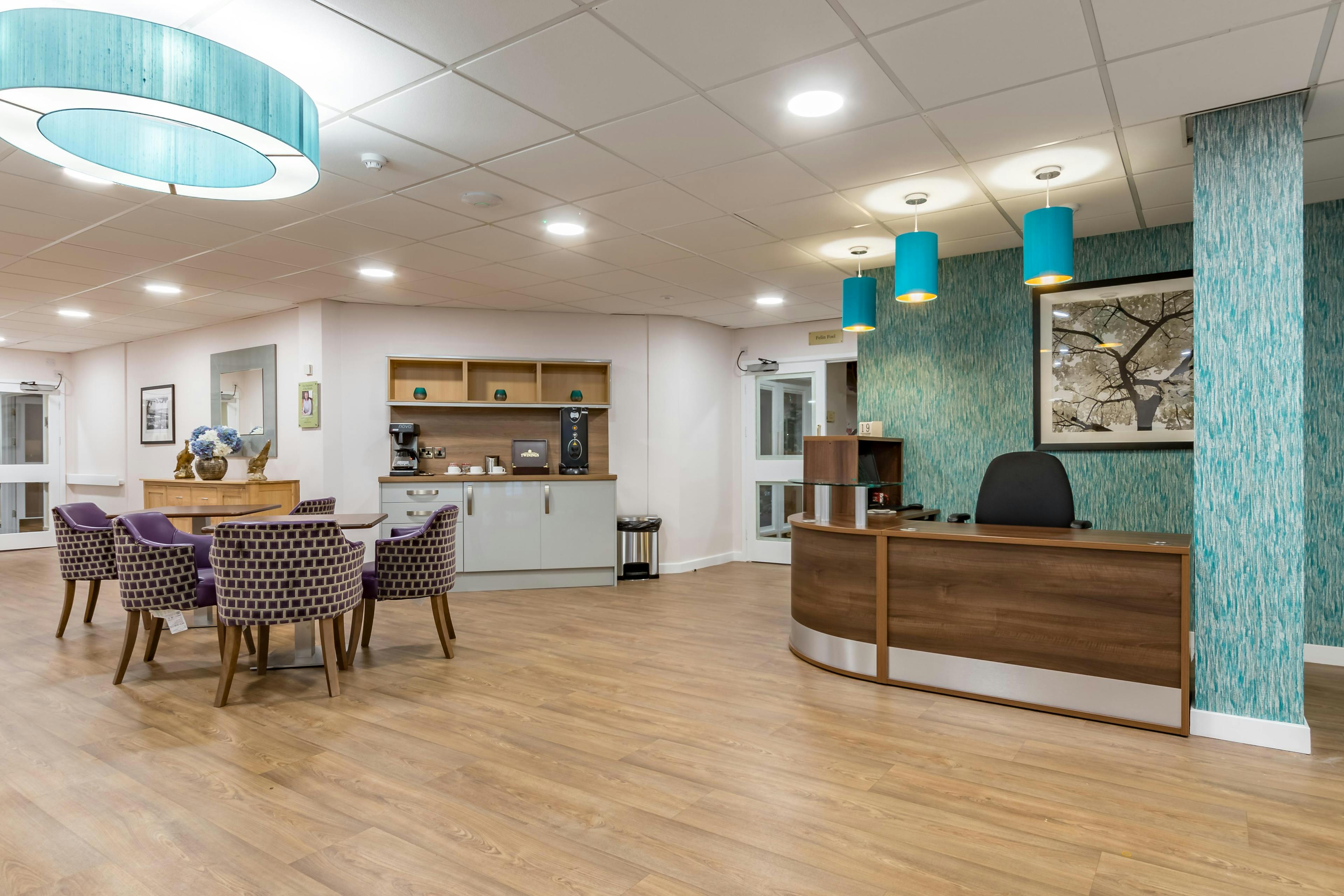 Dining area of Hafan-Y-Coed Care Home in Llanelli, Wales