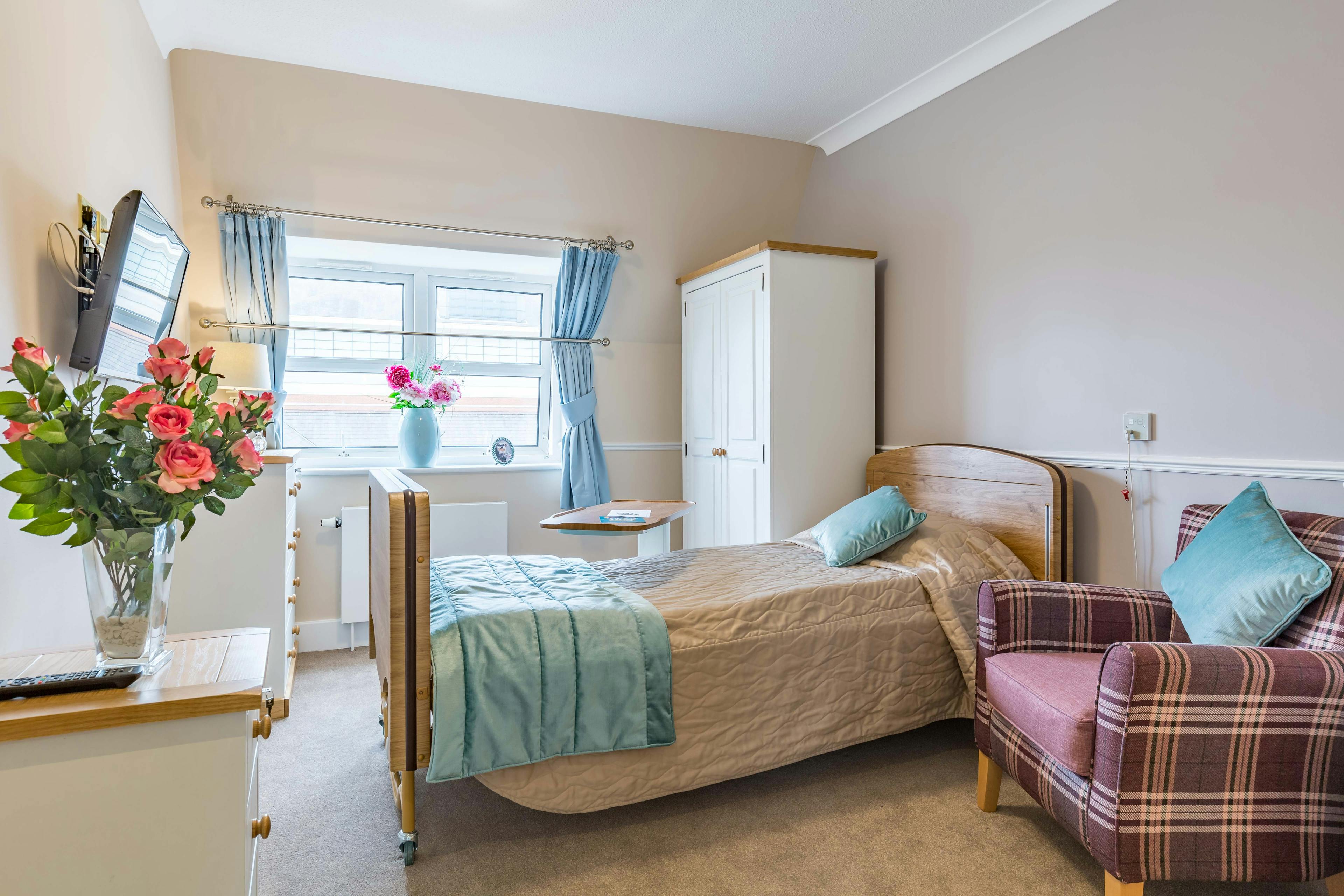 Bedroom at Queen Court Care Home in Wimbledon, Merton