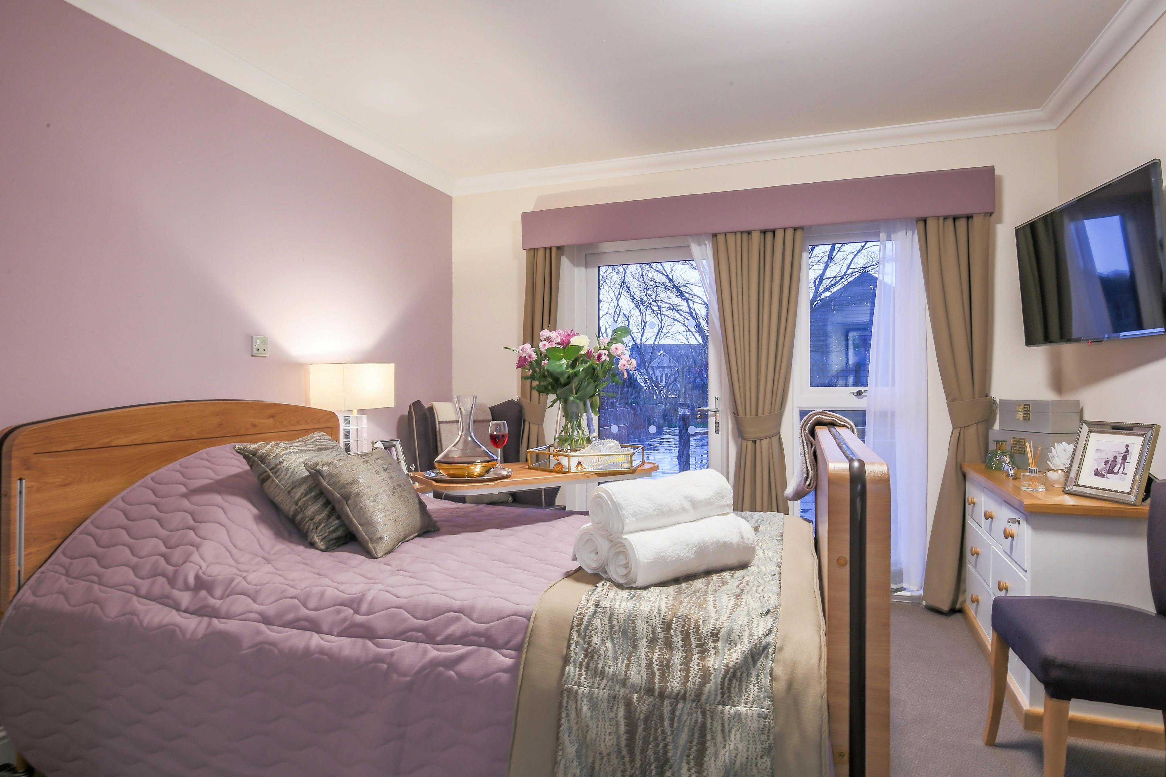 Bedroom at Queens Manor Care Home in Edinburgh, Scotland