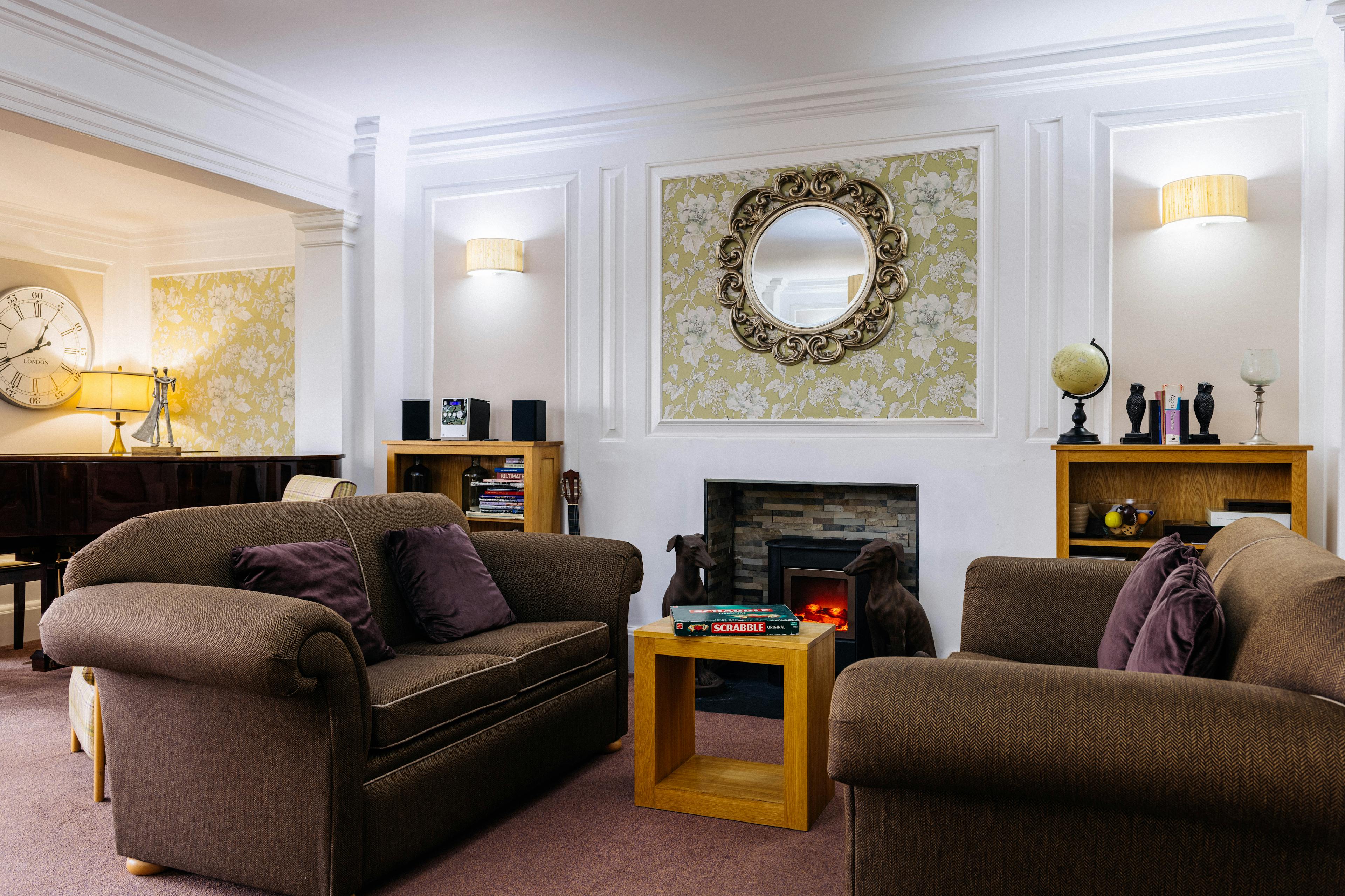 Communal Lounge at Reigate Beaumont Care Home in Reigate, Surrey