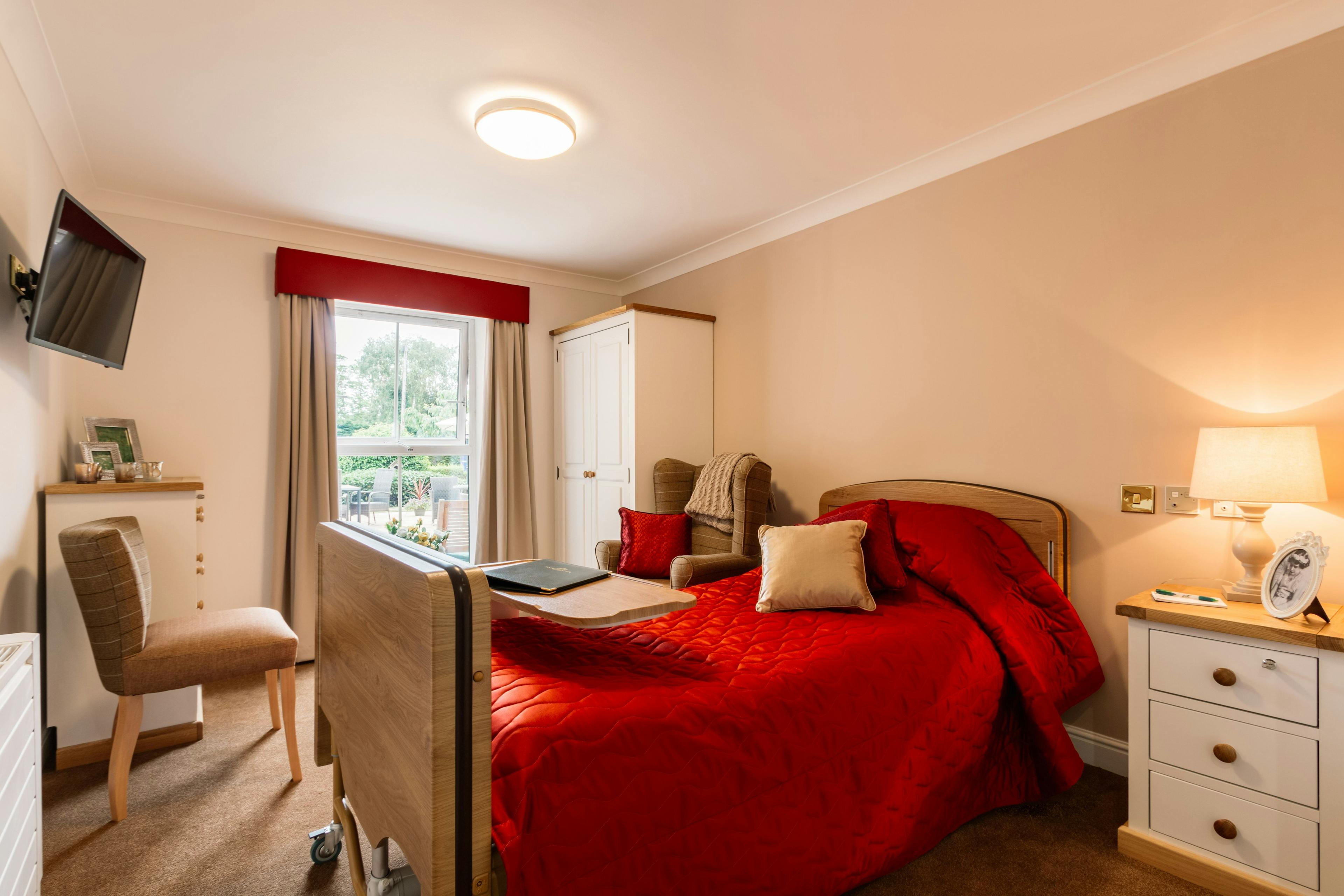 Bedroom at Stamford Bridge Beaumont Care Home in York, North Yorkshire