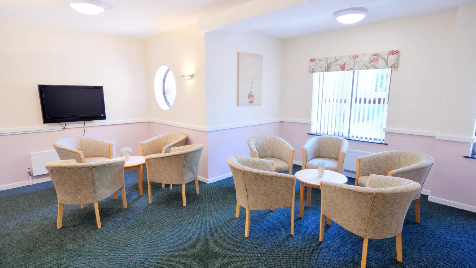 Lounge of Beane River View care home in Hertford, Hertfordshire