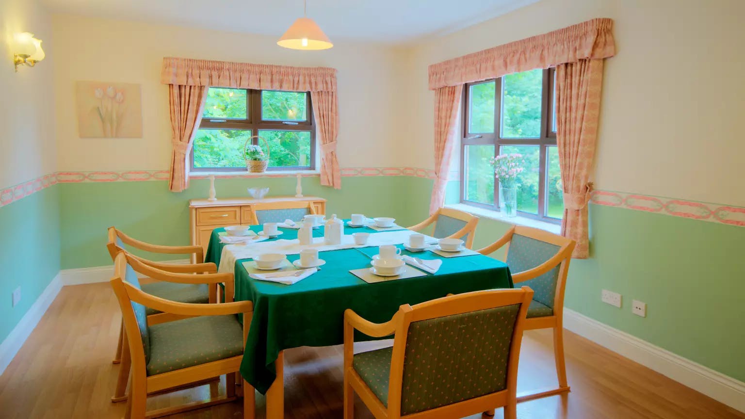 Dining area of Beane River View care home in Hertford, Hertfordshire