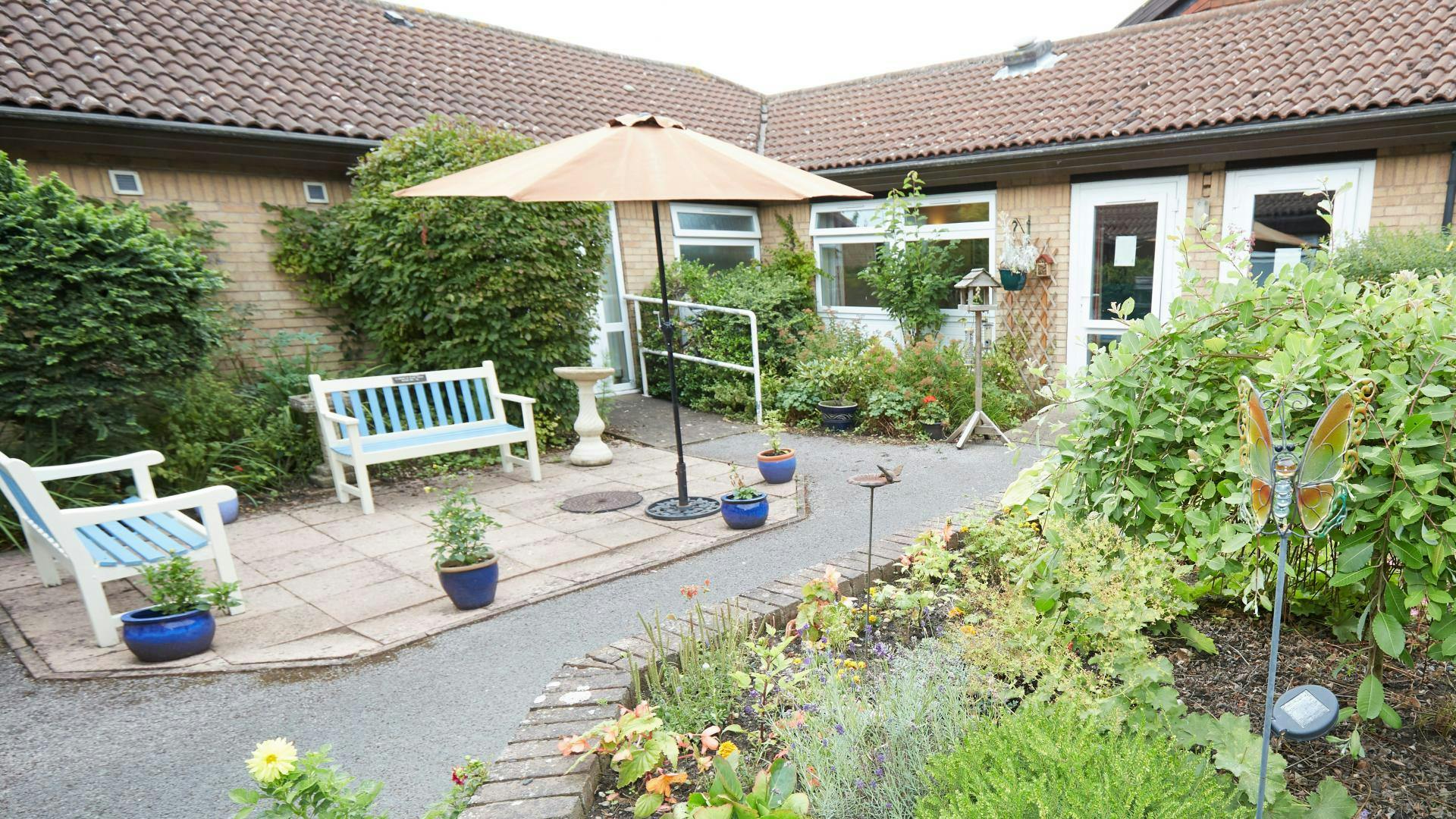 Garden at Beckside Care Home in North Hykeham, Lincolnshire