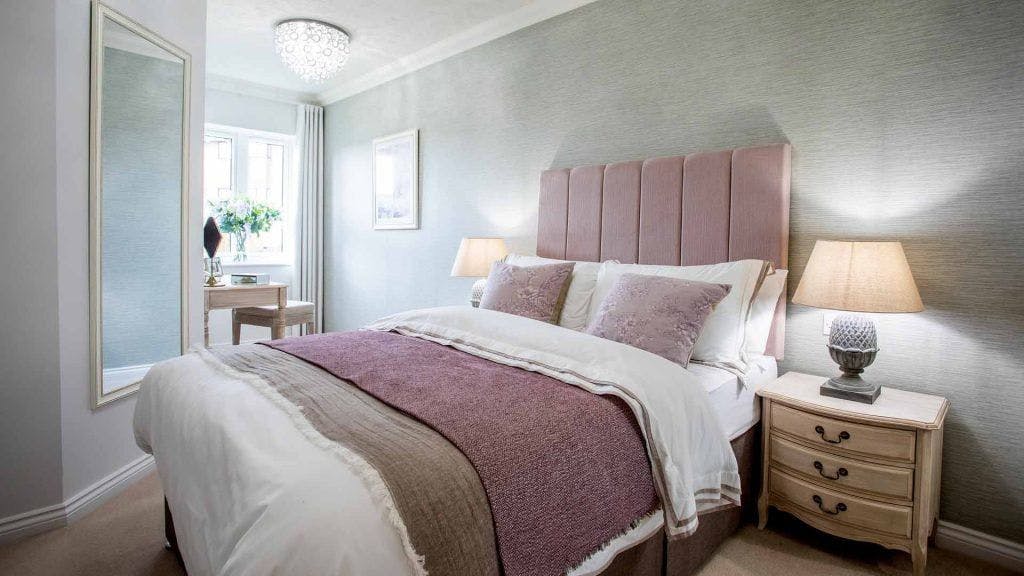 Bedroom at Beech Lodges retirement development in Burnham, Slough