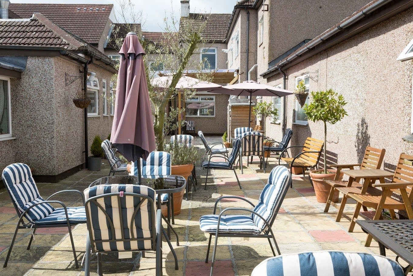 Garden of Belmont Lodge care home in Chigwell, Essex
