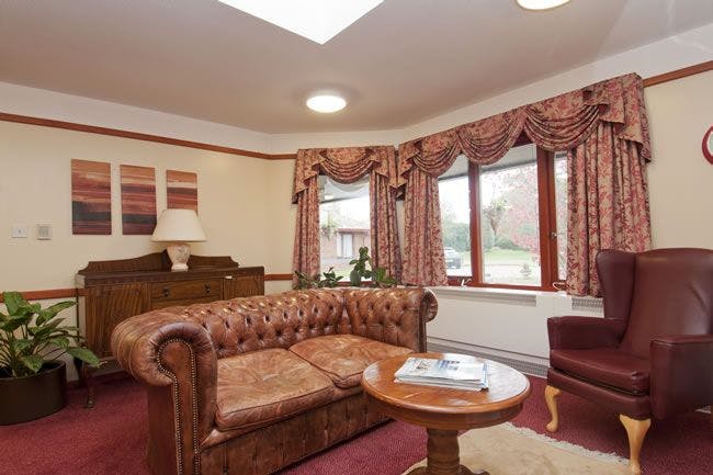 Lounge of Broadwater Lodge care home in Godalming, Surrey