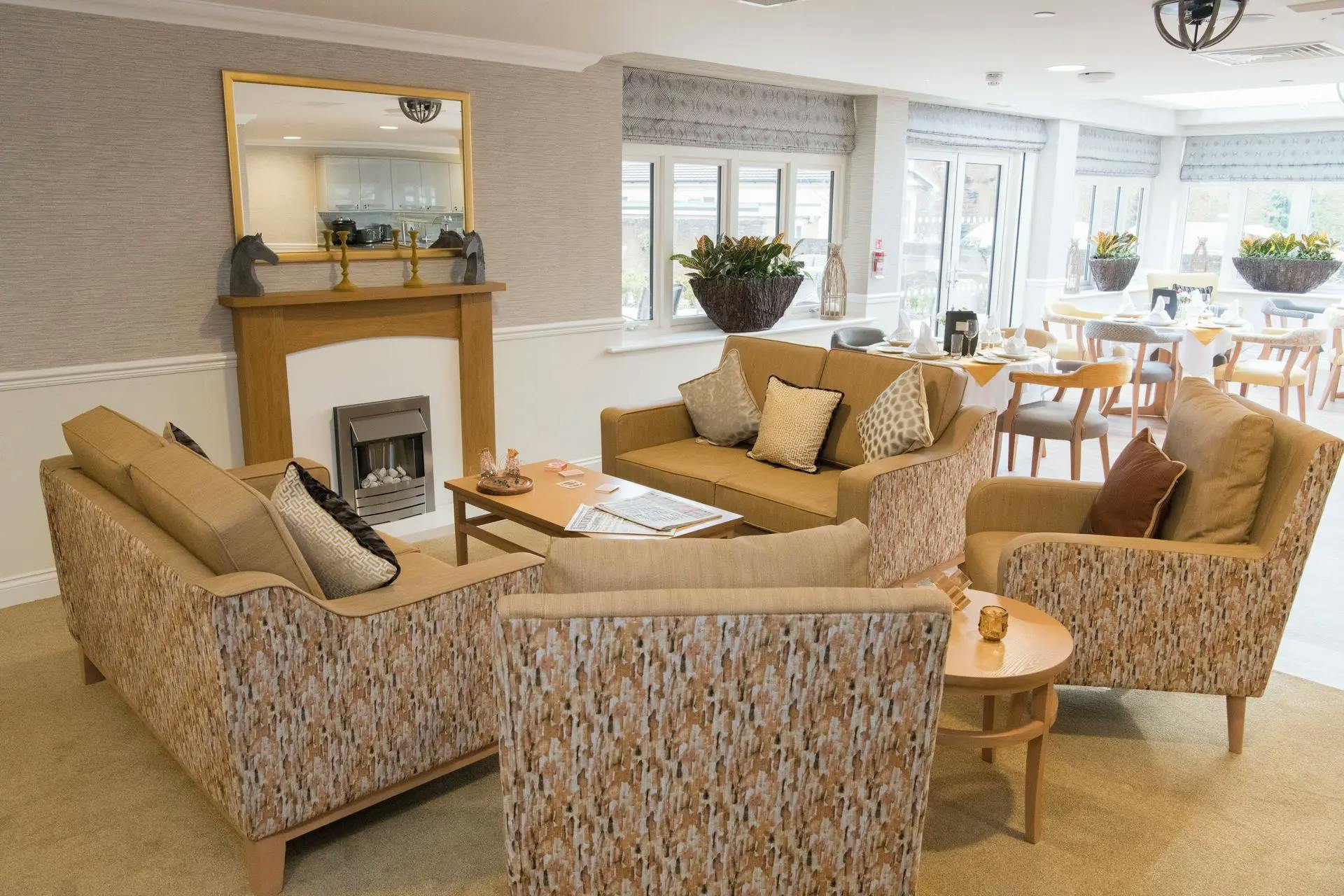 Communal Lounge at Brook House Care Home in Towcester, Northamptonshire