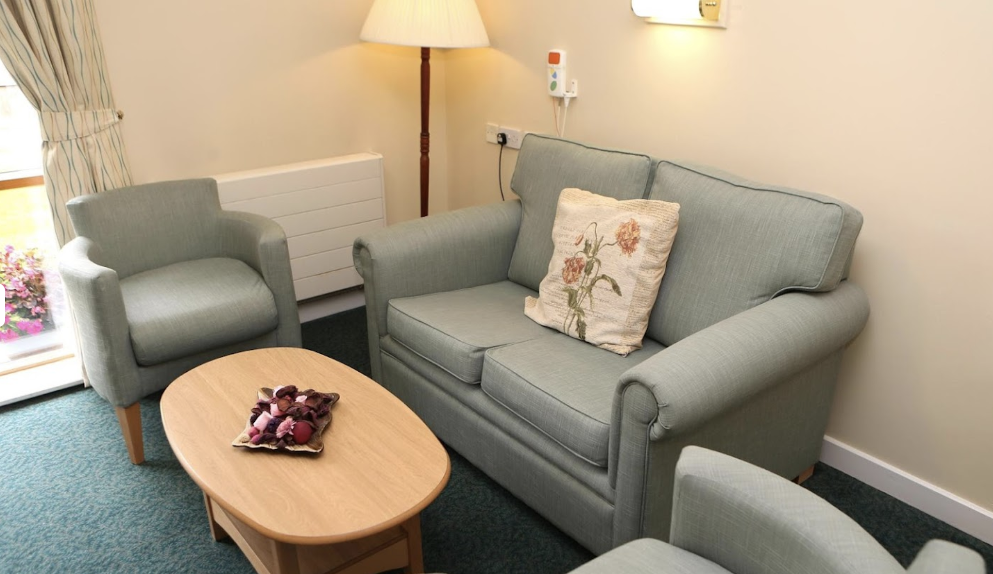 Lounge of Aylesham Court care home in Leicester, Leicestershire