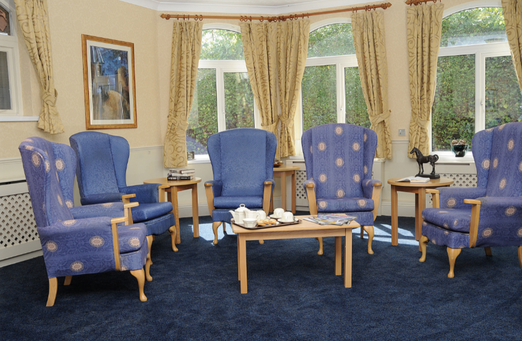 Lounge of Lynton Hall care home in New Malden, London