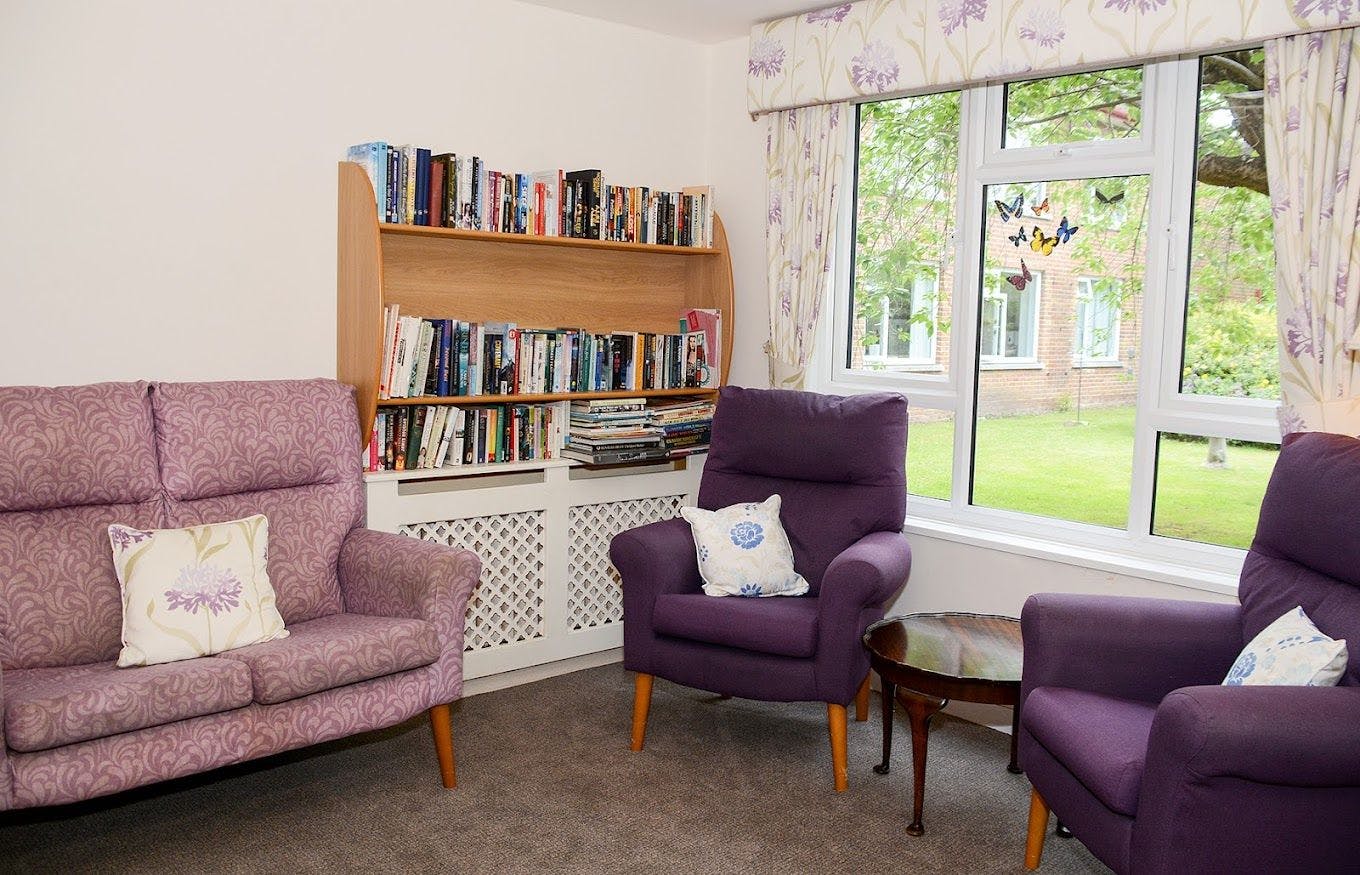 Lounge of Castle Dene care home in Bournemouth, Hampshire