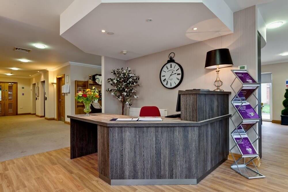 Reception at Winchcombe Place Care Home in Newbury, West Berkshire