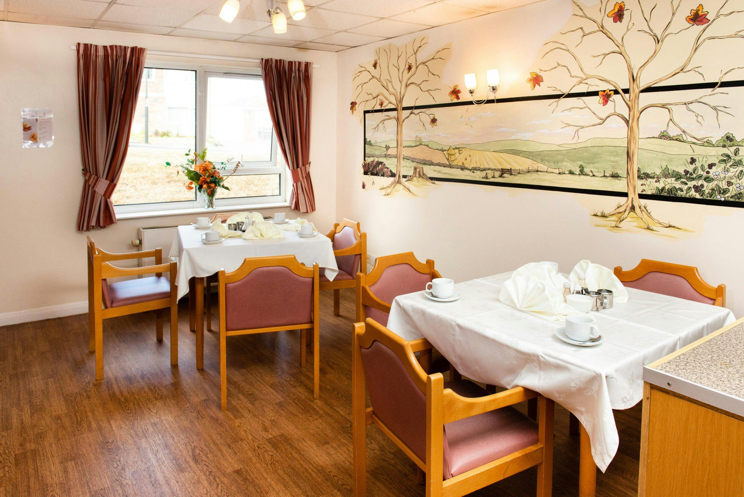 Dining area of Codnor Park Care Home in Ripley, Derbyshire