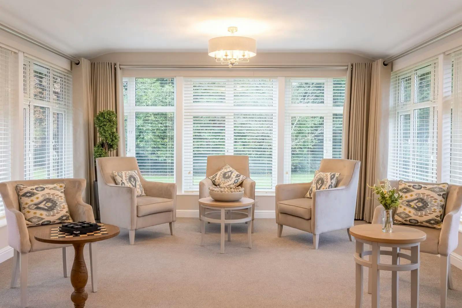 Communal lounge at Coppice Lea Care Home in Redhill, Surrey 