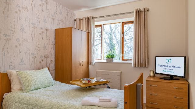 Bedroom at Corinthian House Care Home in Leeds, West Yorkshire