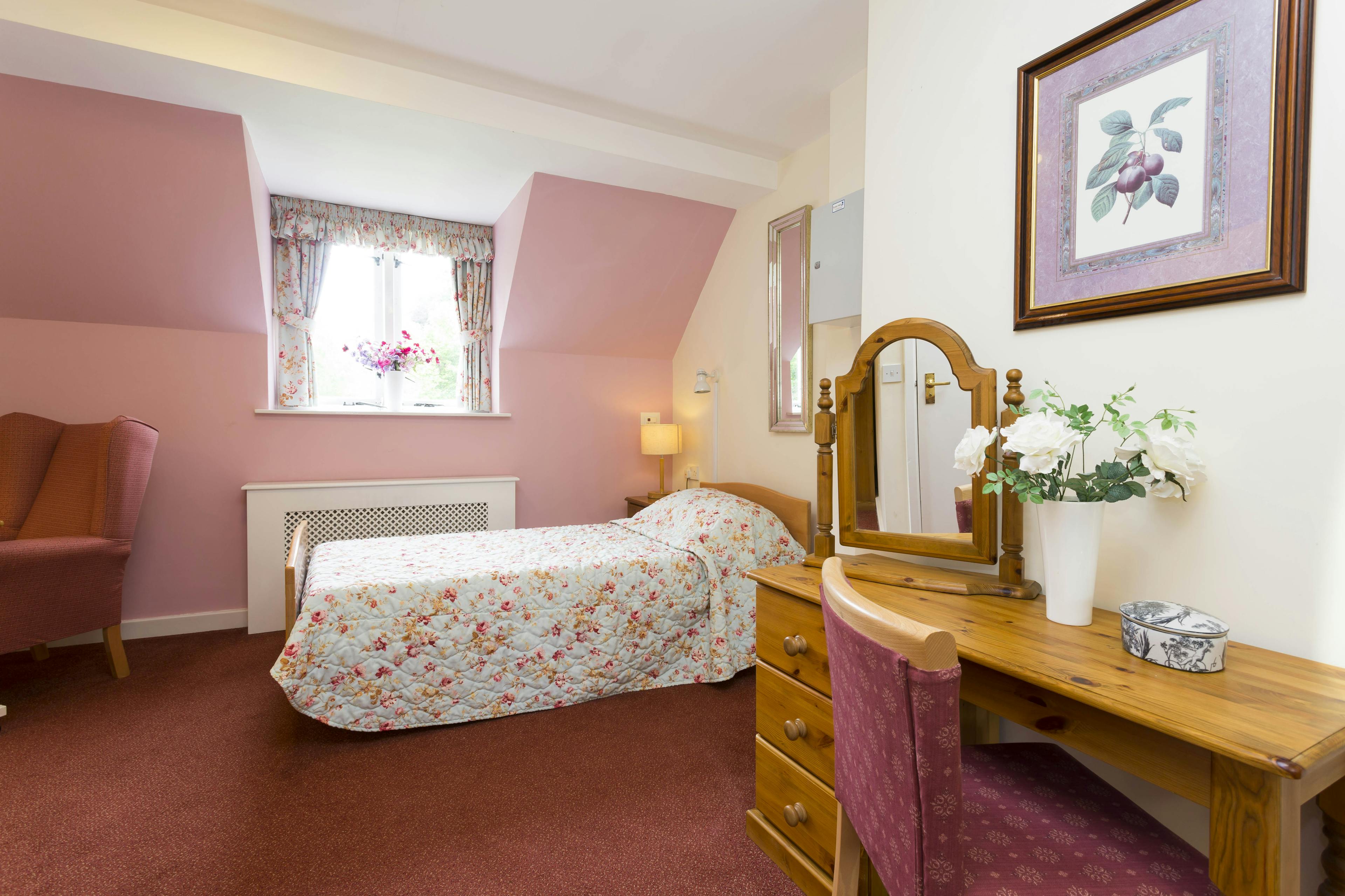 Bedroom at Prestbury Beaumont Care Home in Macclesfield, Cheshire