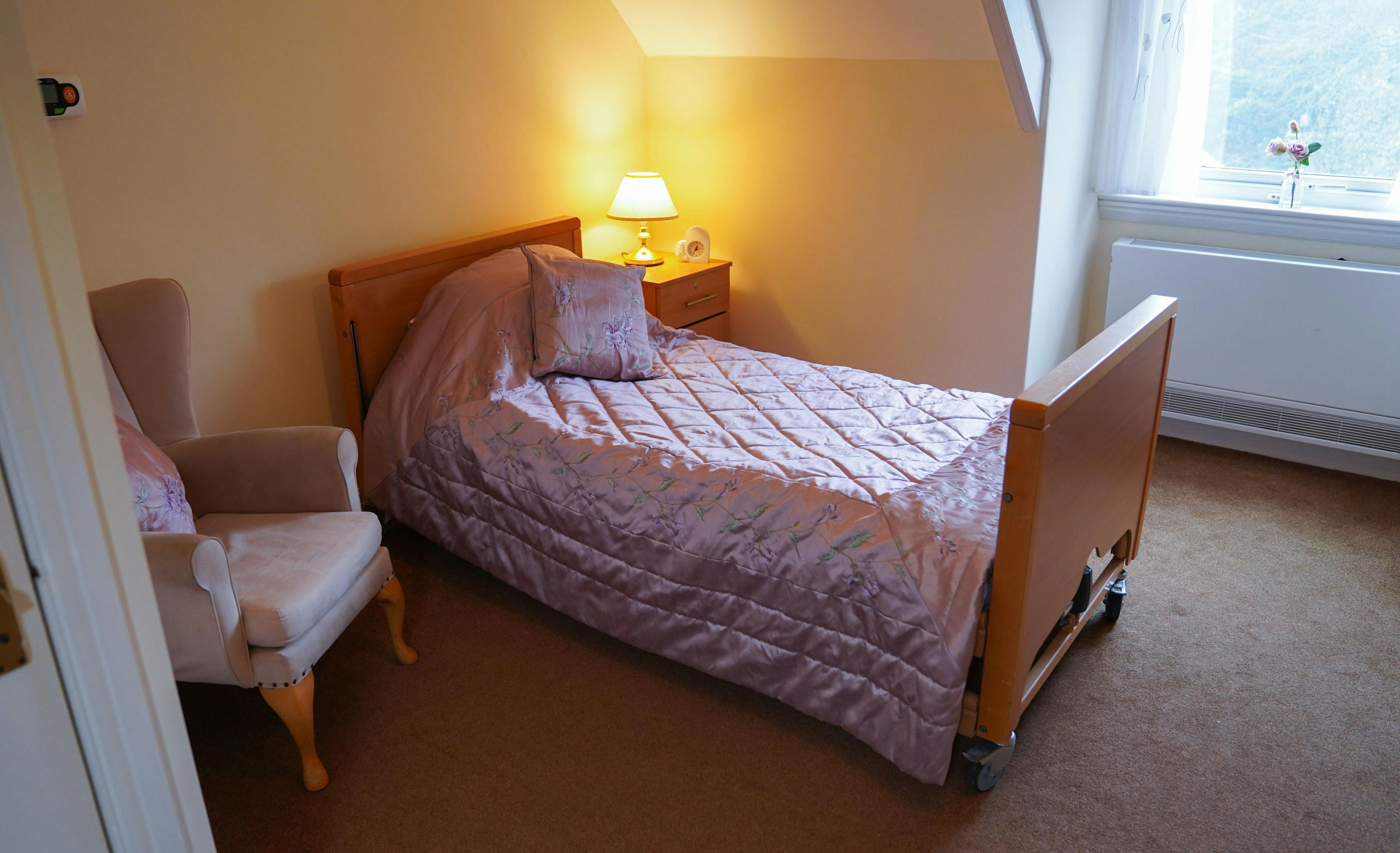 Bedroom of High Peak care home in Warrington, Cheshire