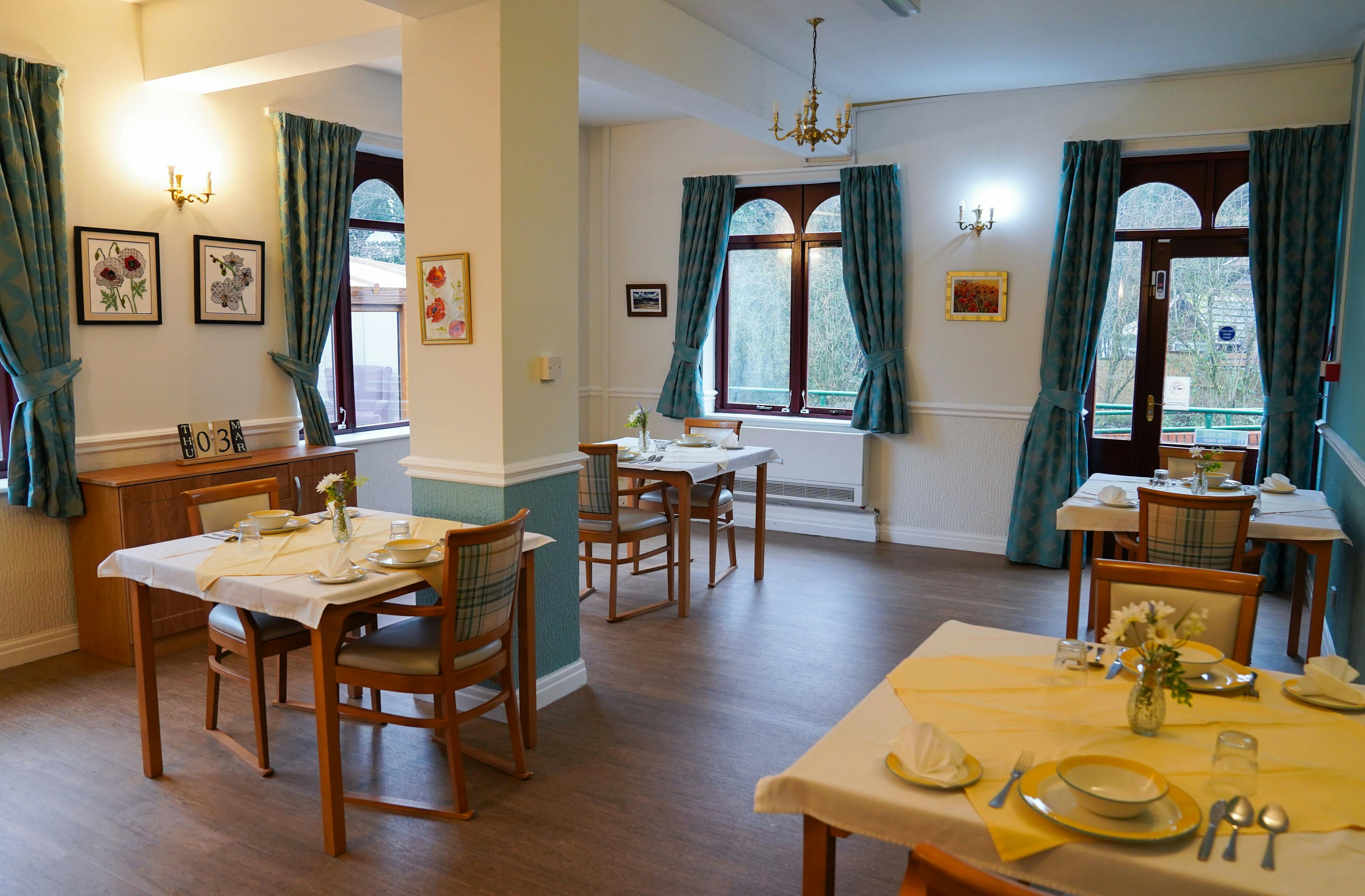 Dining area of High Peak care home in Warrington, Cheshire