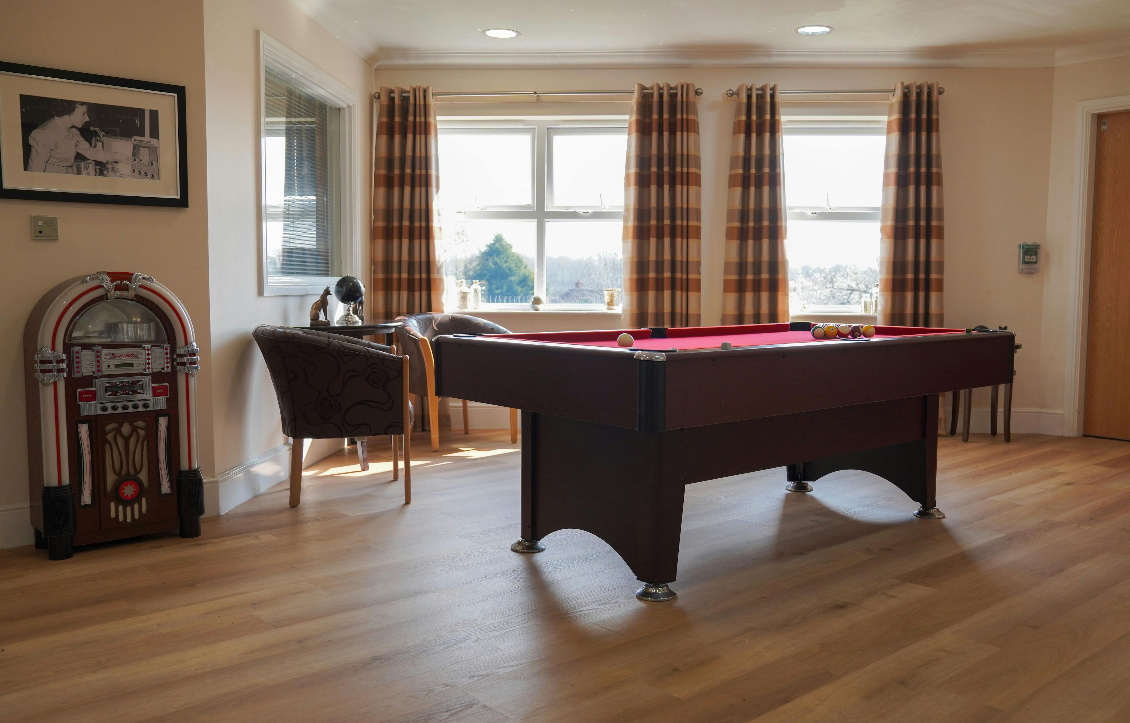 Games room of Lake View in Telford, Shopshire