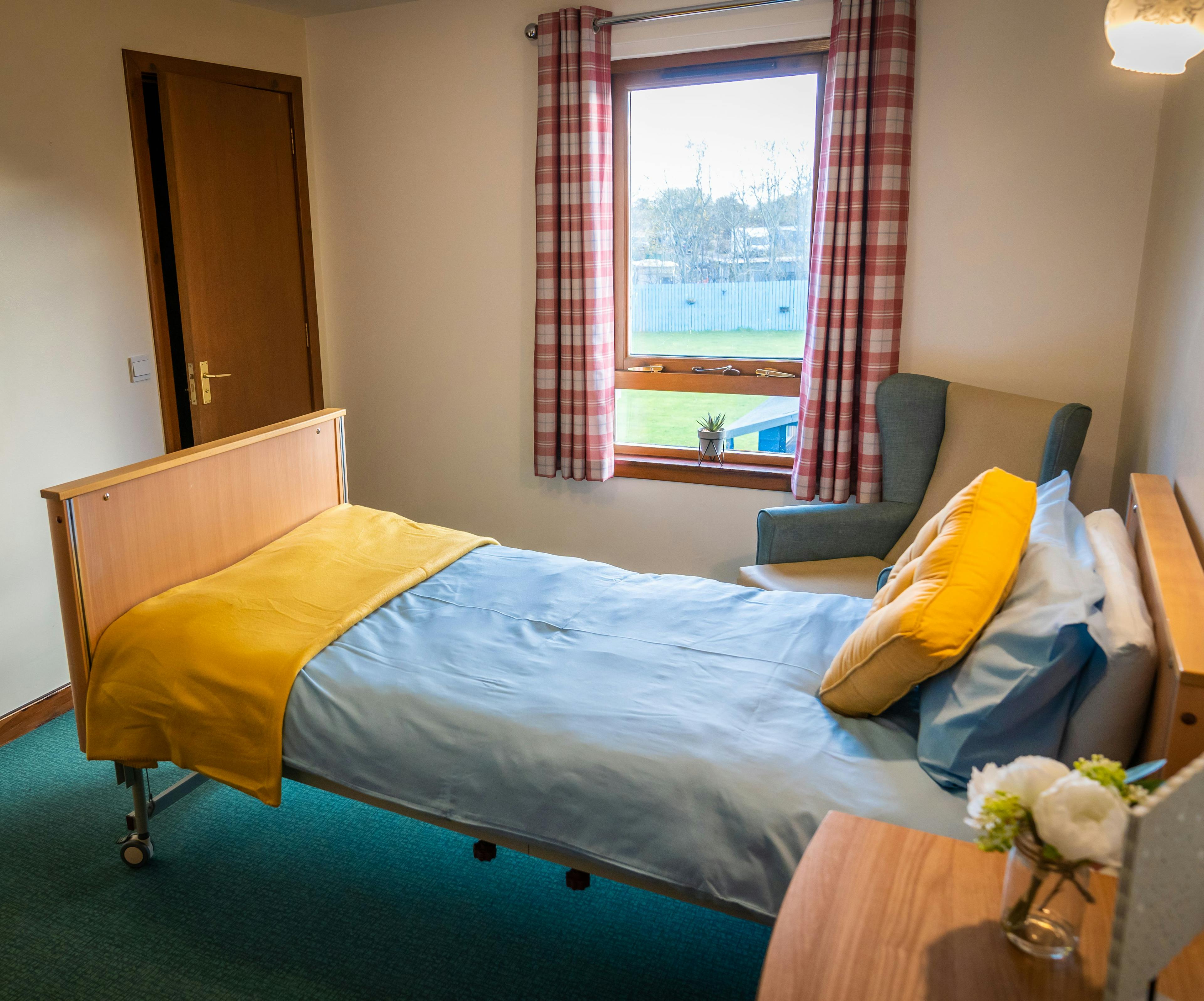 Bedroom at The Meadows Care Home, Dornoch, Scotland