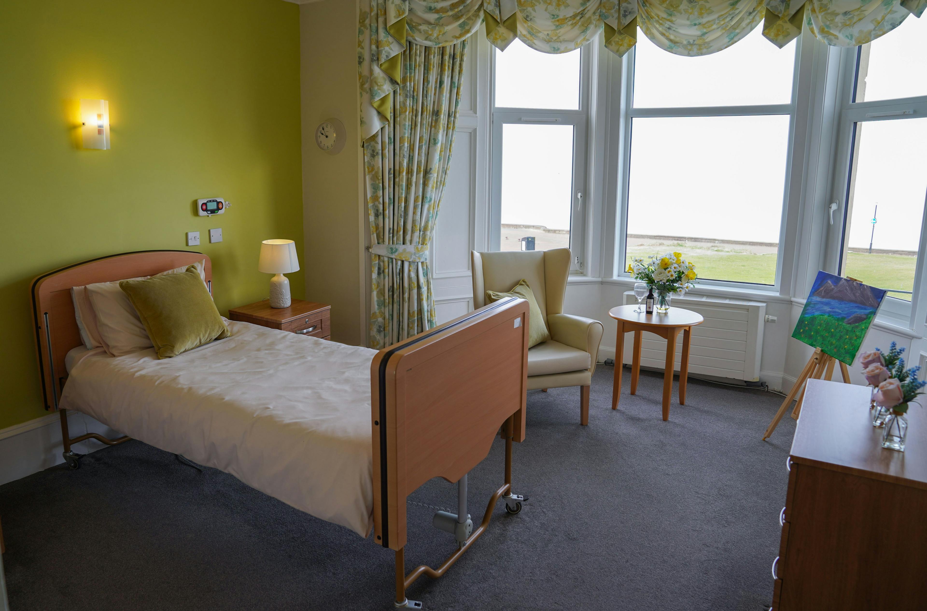 Bedroom of Queens Care Home in Prestwick, Ayrshire