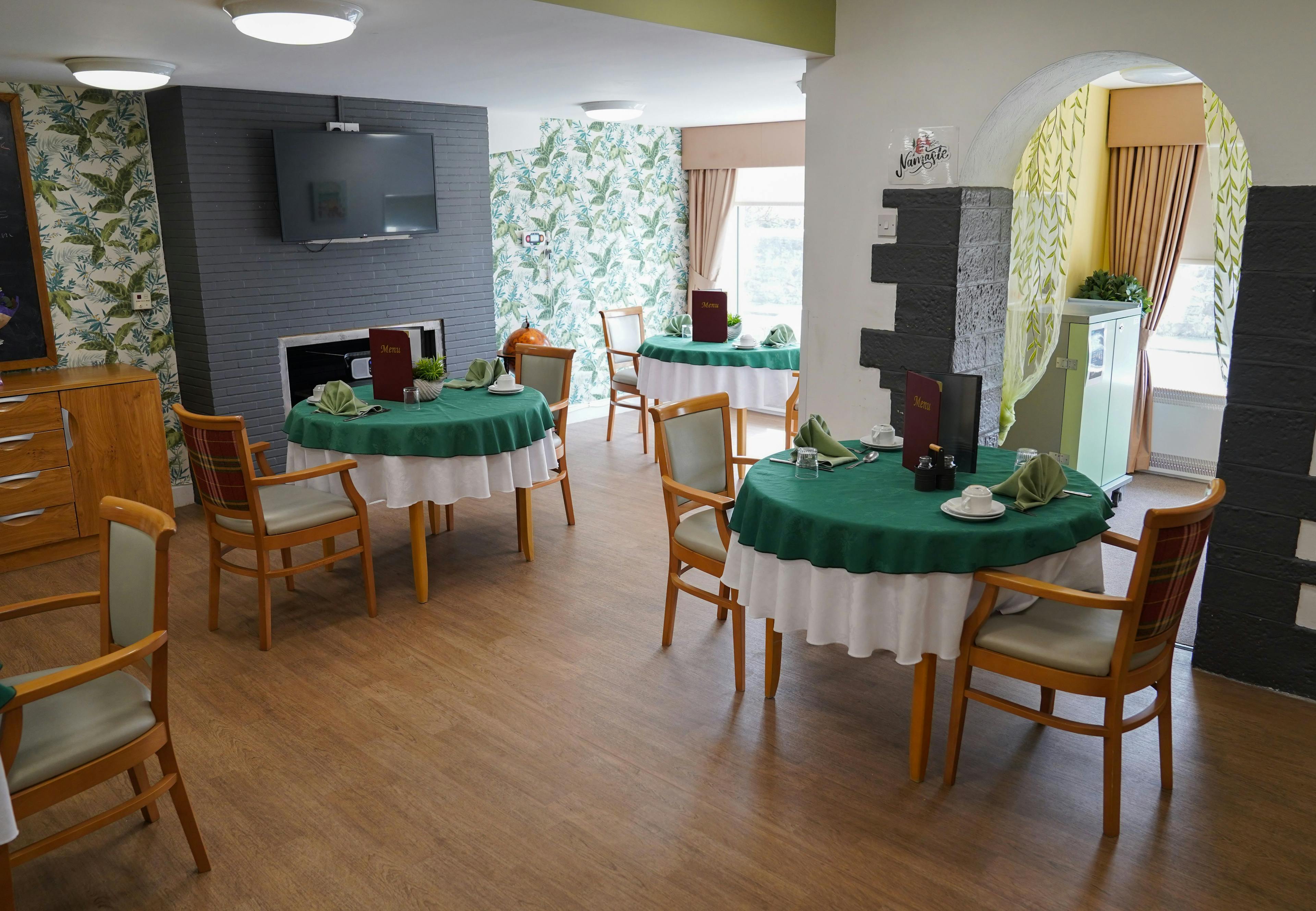 Dining room of Queens Care Home in Prestwick, Ayrshire