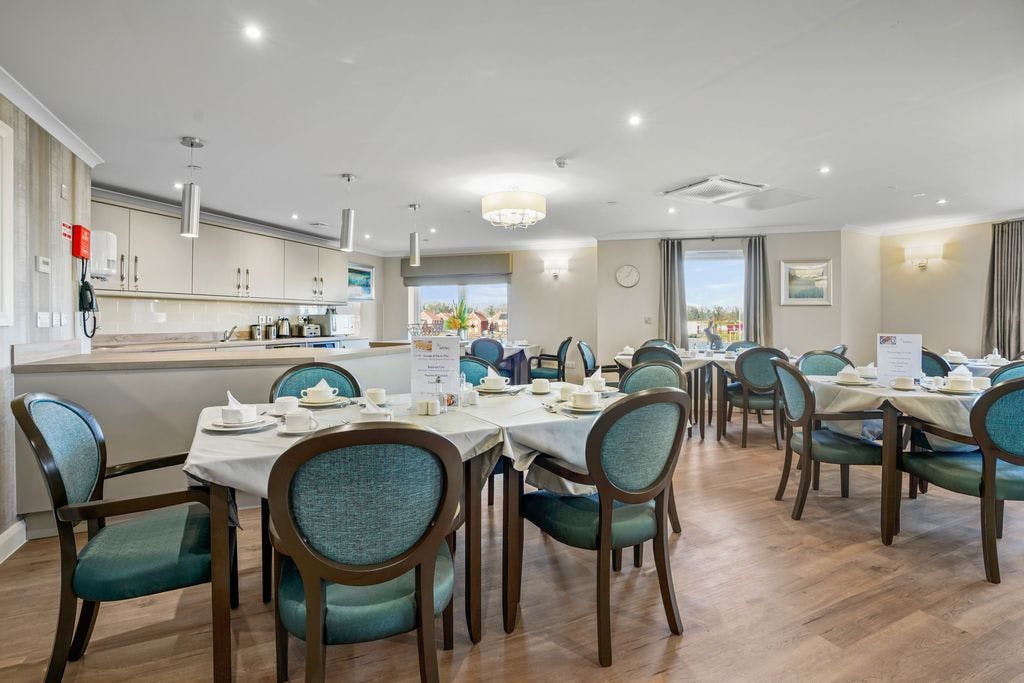 Dining area of Brook Lodge care home in Basildon, Essex