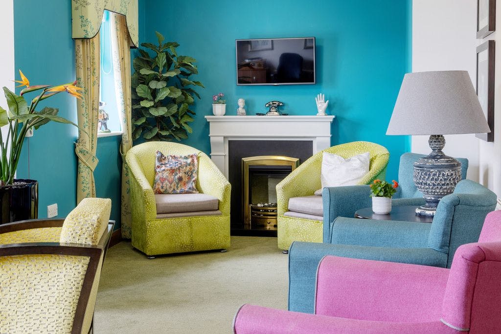 Lounge at De Lucy House Care Home, Diss, Norfolk