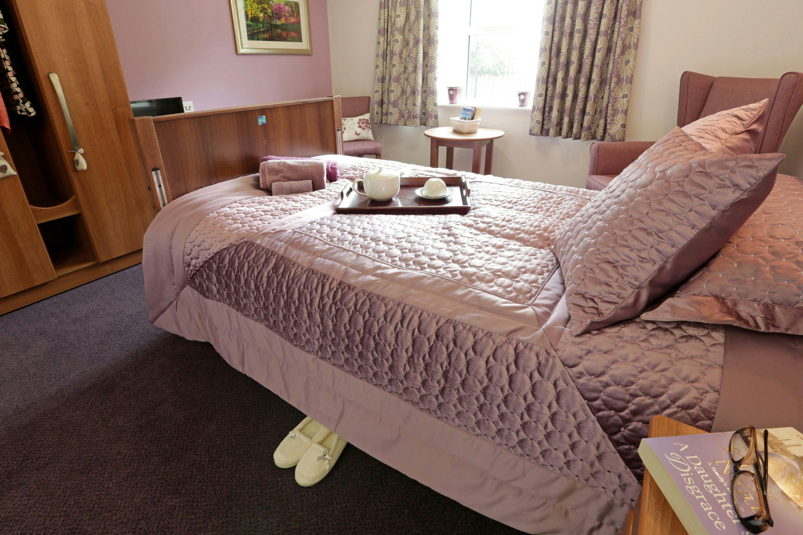 Bedroom at De Lucy House Care Home, Diss, Norfolk