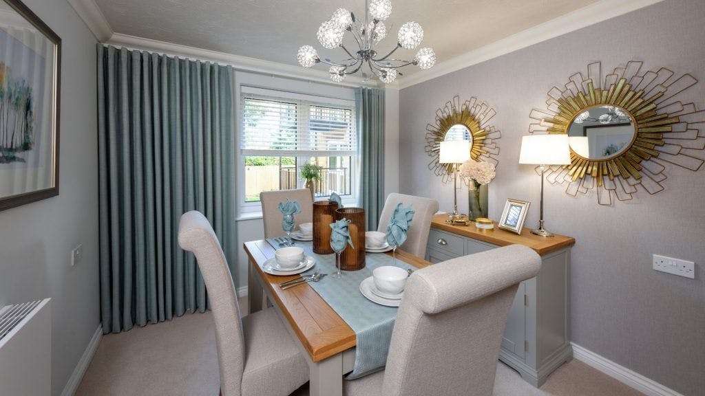 Dining room of Langton Lodge retirement development in Staines-upon-Thames, Surrey