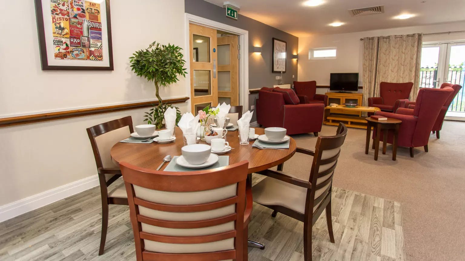 Dining room of Dukeminster Court care home in Dunstable, Bedfordshire